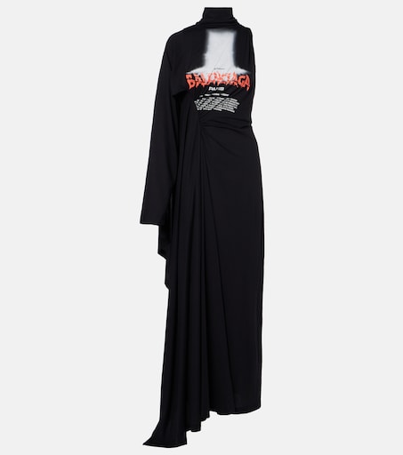 balenciaga black dress label Logo caped cotton jersey maxi in - Type:Maxi Dresses ASOS DESIGN high neck Size:Coat Size 44 skin dress that hugs