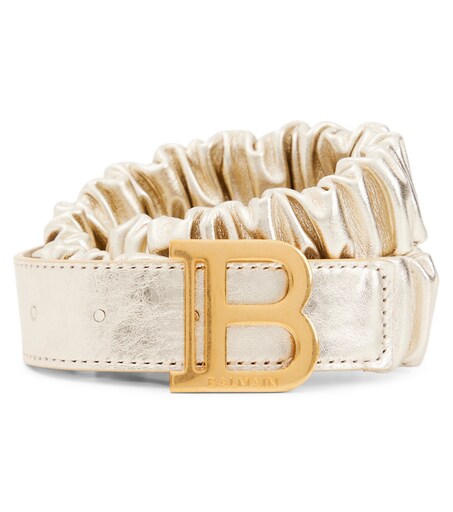 Logo leather belt in gold - Balmain Kids | Mytheresa display picture 3