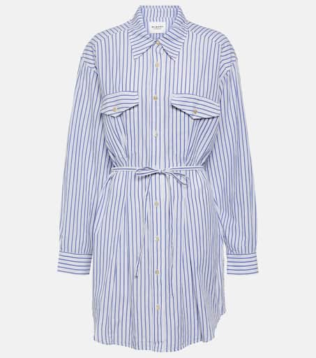 ● I AM MARI ● Robenin String Collar Stripe Shirt Dress Striped shirt dress White For Women | Maje