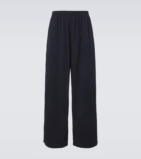 Cotton wide-leg pants in blue - Balenciaga | Mytheresa