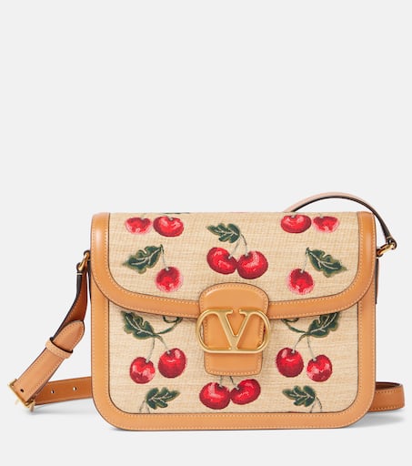 9TO5 Cherryfic raffia-effect shoulder bag in beige