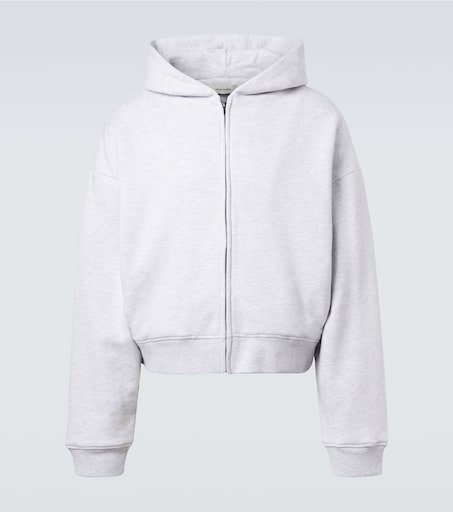 Cropped cotton zip-up hoodie in grey - Entire Studios | Mytheresa