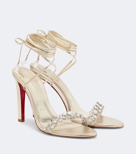 Fanny embellished metallic leather sandals in gold - Christian