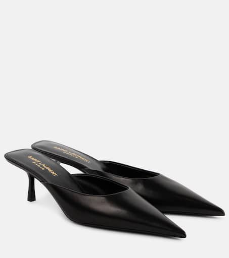 【SAINT LAURENT】Barbara Stiletto Mule/追跡可能/全国送料無料 BARBARA mules in leopard grosgrain | Saint Laurent | YSL EE