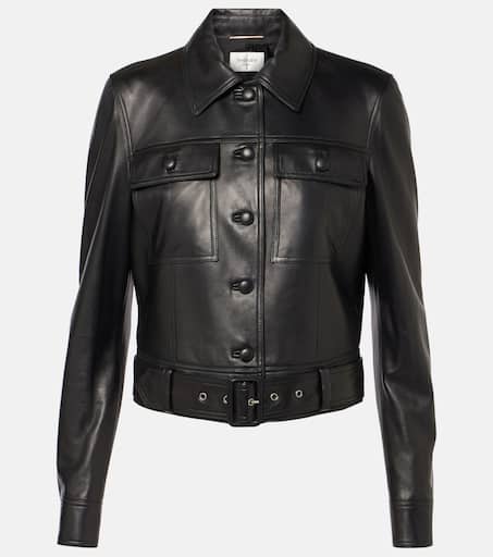 ジャケット SAINT LAURENT Women Jackets 823641 BLACK Cropped leather jacket in black - Saint Laurent | Mytheresa