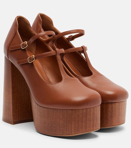 Loti leather platform Mary Jane pumps in brown - Chloe | Mytheresa
