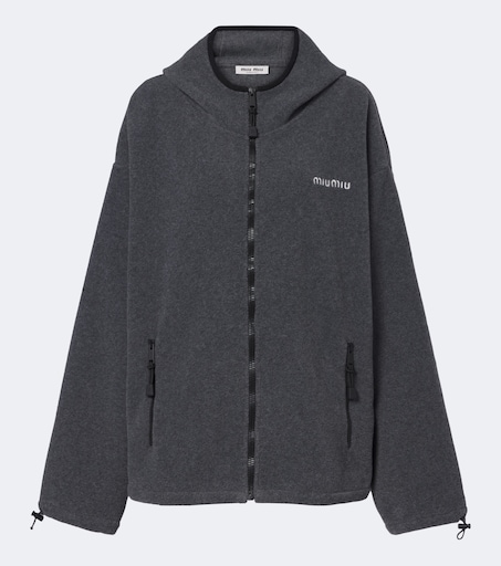 Hooded oversized fleece jacket in grey - Miu Miu | Mytheresa