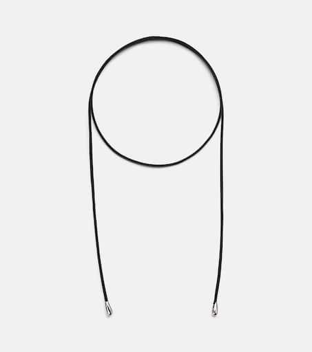 Elegant Shoelace sterling silver and silk choker in black