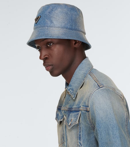 Prada Logo denim bucket hat - Hats - Free Shipping - BeyondStyle