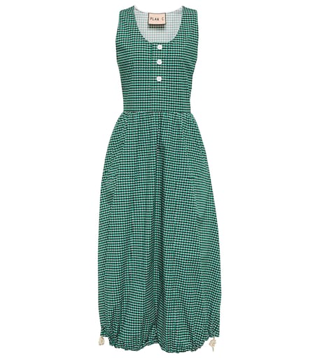 Plan C, Checked cotton dress, Women, Green, XL, Dresses