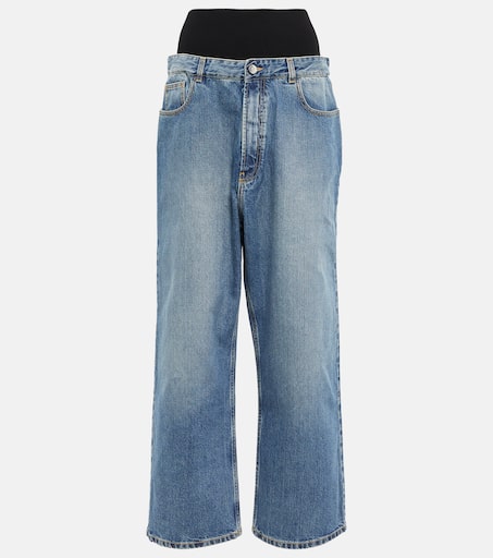 デニム・ジーパン Alaia Alaia Jeans A Gamba Curva In Denim ALAÏA BLEU VINTAGE BARREL LEG JEANS IN FADED DENIM | ALAÏA SA
