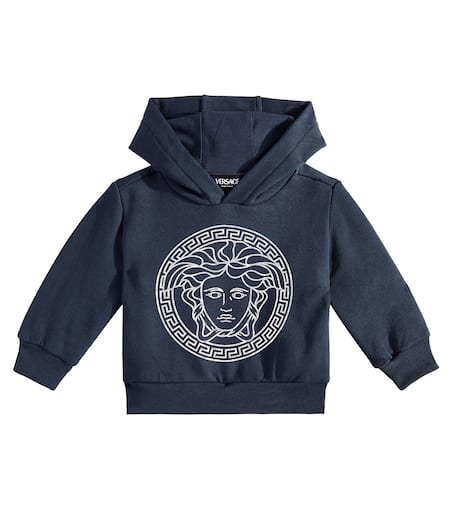 Baby Medusa cotton jersey hoodie in blue Versace Kids Mytheresa