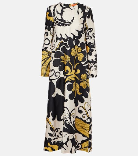 【LA DOUBLEJ】ruffled floral-print silk-twill maxi ドレス LA DOUBLEJ Visconti tiered ruffled floral-print silk crepe