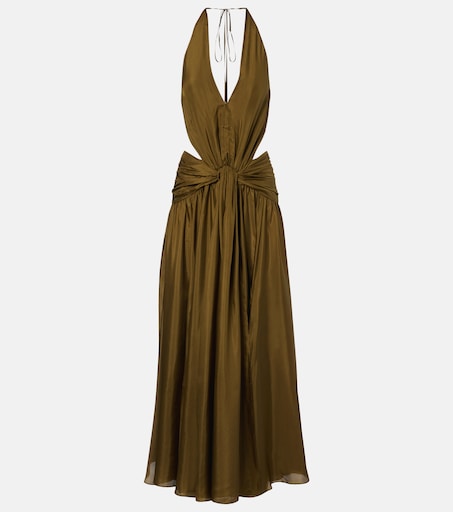 zimmermann silk linen printed fishbone strapless halter dress Indra YGroup_K1969