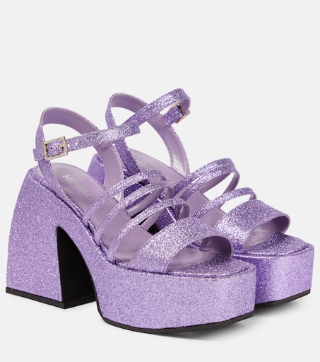 サンダル・ミュール NODALETO Women Sandals NO11 28 117 AMETHYST GLITTER purple Bulla Chibi glitter platform sandals in purple - Nodaleto