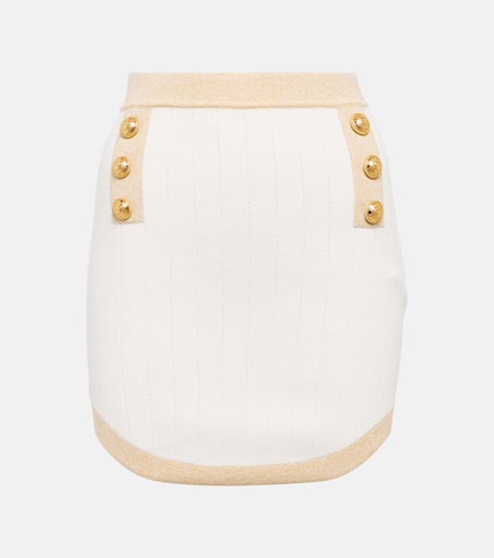 ミニスカート Balmain Ribbed White Mini Skirt Balmain Pointelle Ribbed-knit Mini Skirt White Balmain