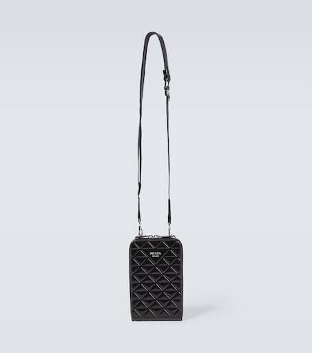 Embellished leather phone case in black - Prada | Mytheresa
