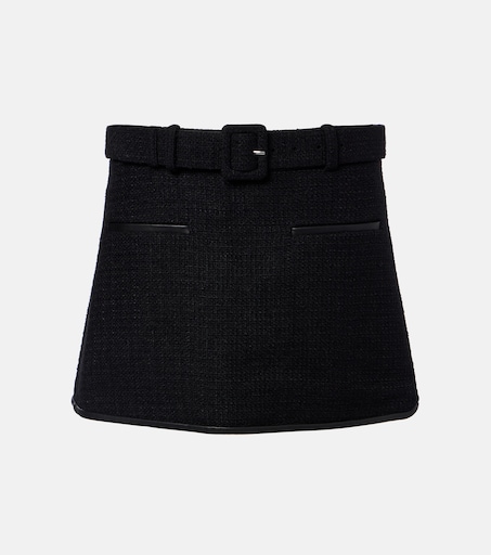 Belted tweed miniskirt in black - Self Portrait | Mytheresa