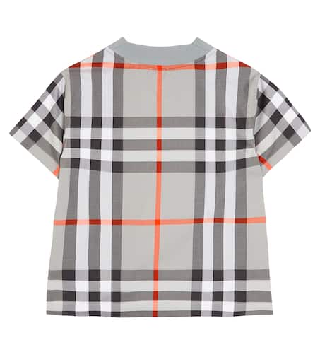Checked cotton blend T shirt in grey Burberry Kids Mytheresa