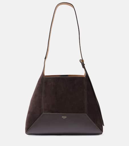 トートバッグ Jimmy Choo Dark Brown Suede Diamond Shopping Bag Diamond Medium suede and leather tote bag in brown - Jimmy