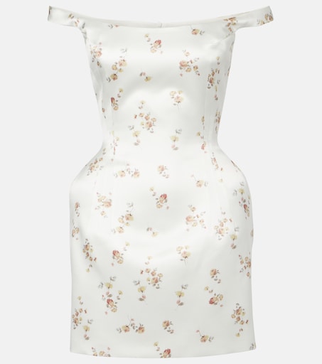 Floral off-shoulder silk minidress in white - Magda Butrym | Mytheresa