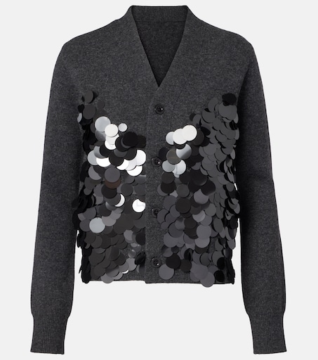 Sequined wool cardigan in black - Sacai | Mytheresa