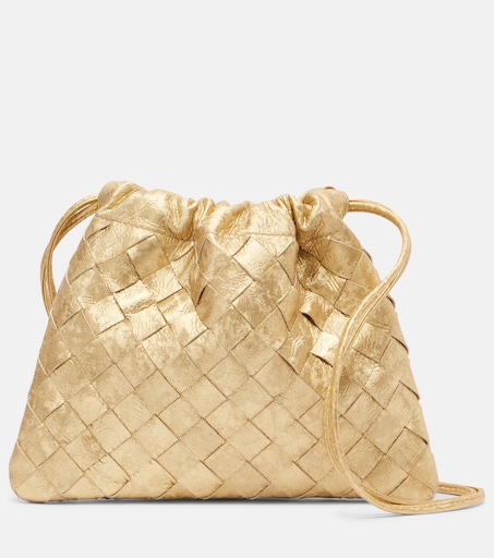 Bottega Veneta Intrecciato Small metallic leather pouch
