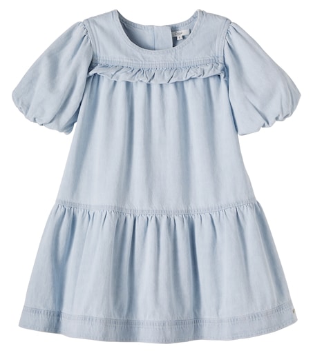 Chlo Kids, Ruffled denim dress, Kids, Blue, Y 14, Day, Cotton