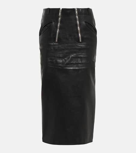 Leather midi skirt in black - Prada | Mytheresa