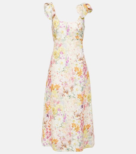 【Zimmermann】Balance floral linen midi dress Balance floral linen midi dress in white - Zimmermann