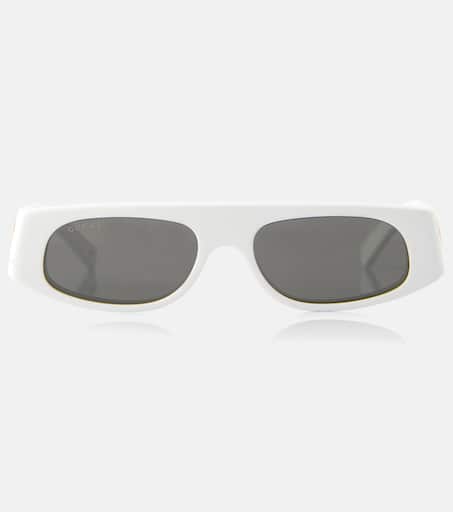 サングラス GUCCI WHITE ACETATE RECTANGULAR SUNGLASSES Gucci - Rectangular Acetate Sunglasses - White Horn Black
