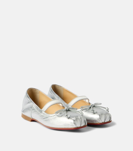 Christian Louboutin Kids 바발렛 메탈릭 레더 발레리나 플랫