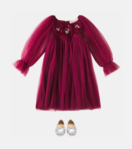 Christian Louboutin Kids 바발렛 메탈릭 레더 발레리나 플랫