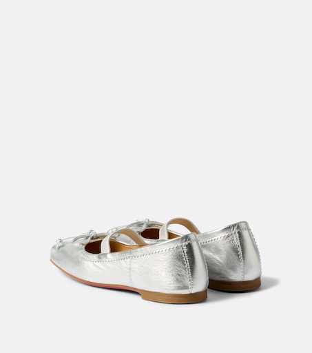 Christian Louboutin Kids 바발렛 메탈릭 레더 발레리나 플랫