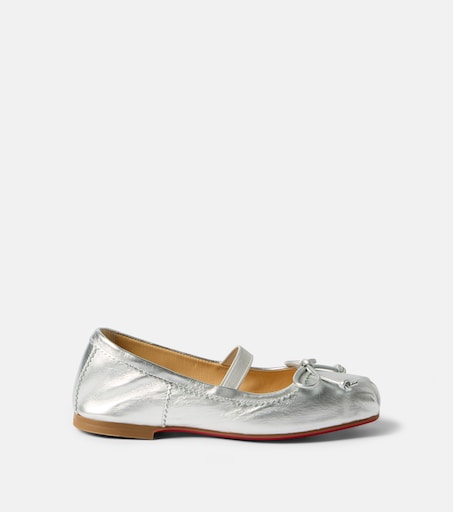 Christian Louboutin Kids 바발렛 메탈릭 레더 발레리나 플랫