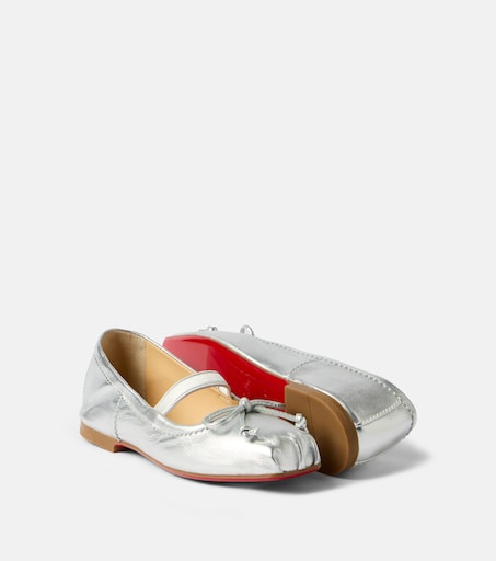 Christian Louboutin Kids 바발렛 메탈릭 레더 발레리나 플랫