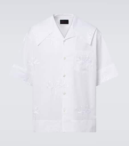 SIMONE ROCHA Heart-Appliqué Cotton-Poplin Shirt in White