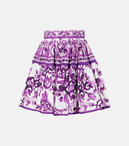 【関税＆送料込み】Dolce & Gabbana Violet Pleated Miniskirt Majolica cotton poplin miniskirt in purple - Dolce Gabbana