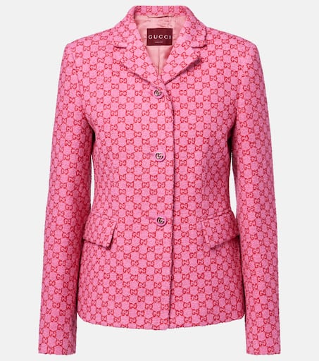 GUCCI★素敵!BOXY PINK TEXTURED WOOL TWEED BUTTON JACKET GG cotton-blend bouclé jacket in pink - Gucci | Mytheresa