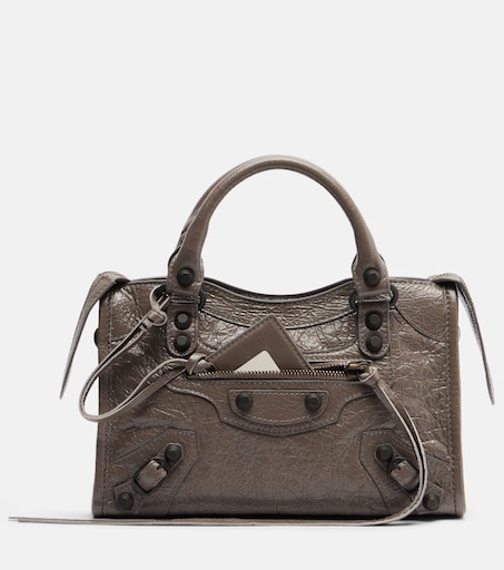 Le City Mini leather top-handle bag in grey - Balenciaga | Mytheresa