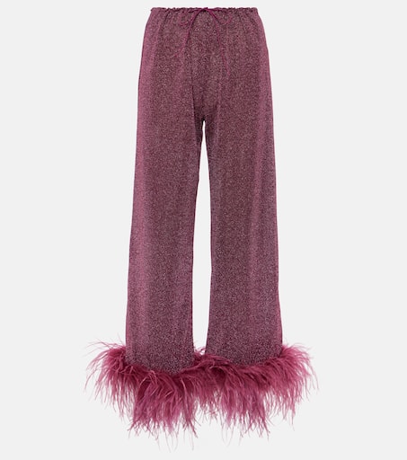 パンツ OSEREE Feather silk pants Black Oseree Feather Silk Pants Oseree