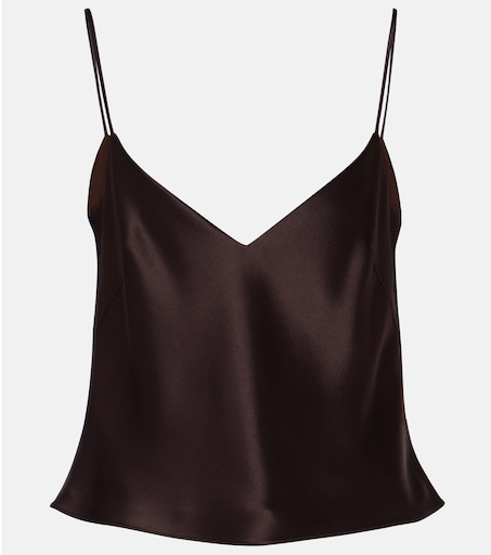 Ischia satin camisole in brown - Galvan | Mytheresa