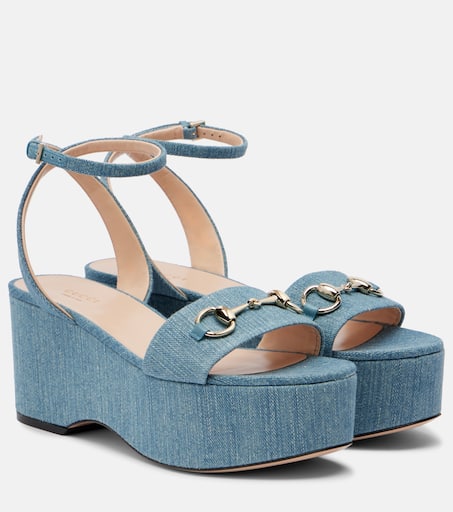 [GUCCI]★Horsebit Flatform Sandal Blue Rubber Gucci Horsebit platform sandals Gucci