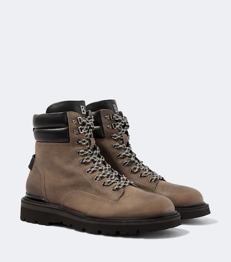 Bogner Seoul leather-trimmed suede lace-up boots