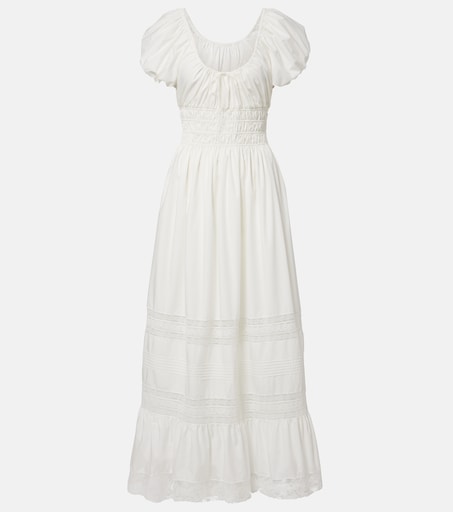 white peasant maxi dress Vintage white cotton floral embroidery folk summer festival peasant maxi dress