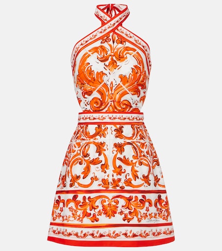 Majolica cotton poplin minidress in orange - Dolce Gabbana | Mytheresa Majolica cotton poplin minidress in orange - Dolce Gabbana | Mytheresa