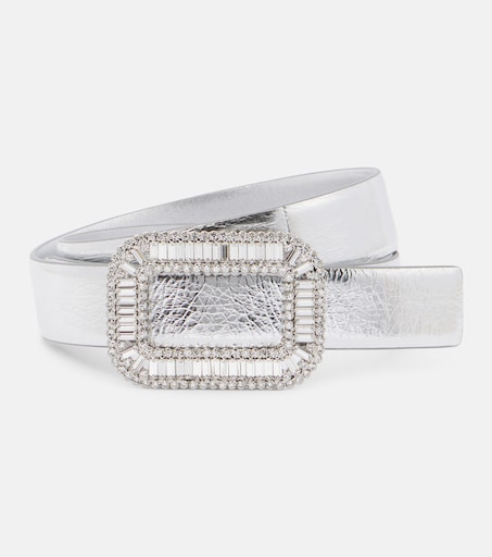 Pilgrim metallic leather belt in silver - Roger Vivier 