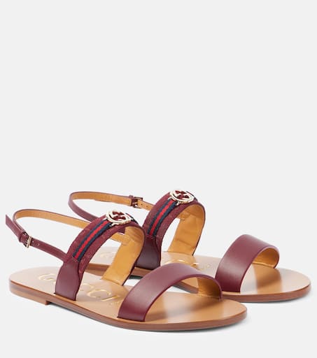 サンダル・ミュール GUCCI BURGUNDY LEATHER THONG SANDALS Gucci Burgundy Leather Thong Sandals | italist
