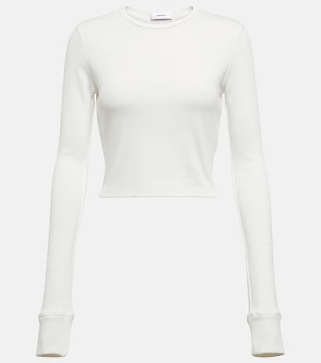 x Hailey Bieber HB cotton-blend jersey crop top in white