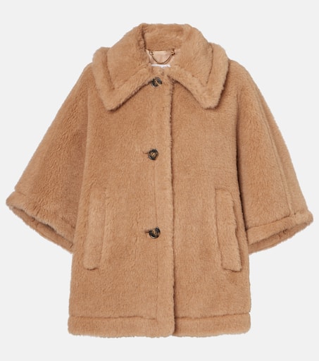 【関税＆送料込み】Max Mara 'Tenebre' Cape Tenebre alpaca, cashmere and silk teddy cape in beige - Max